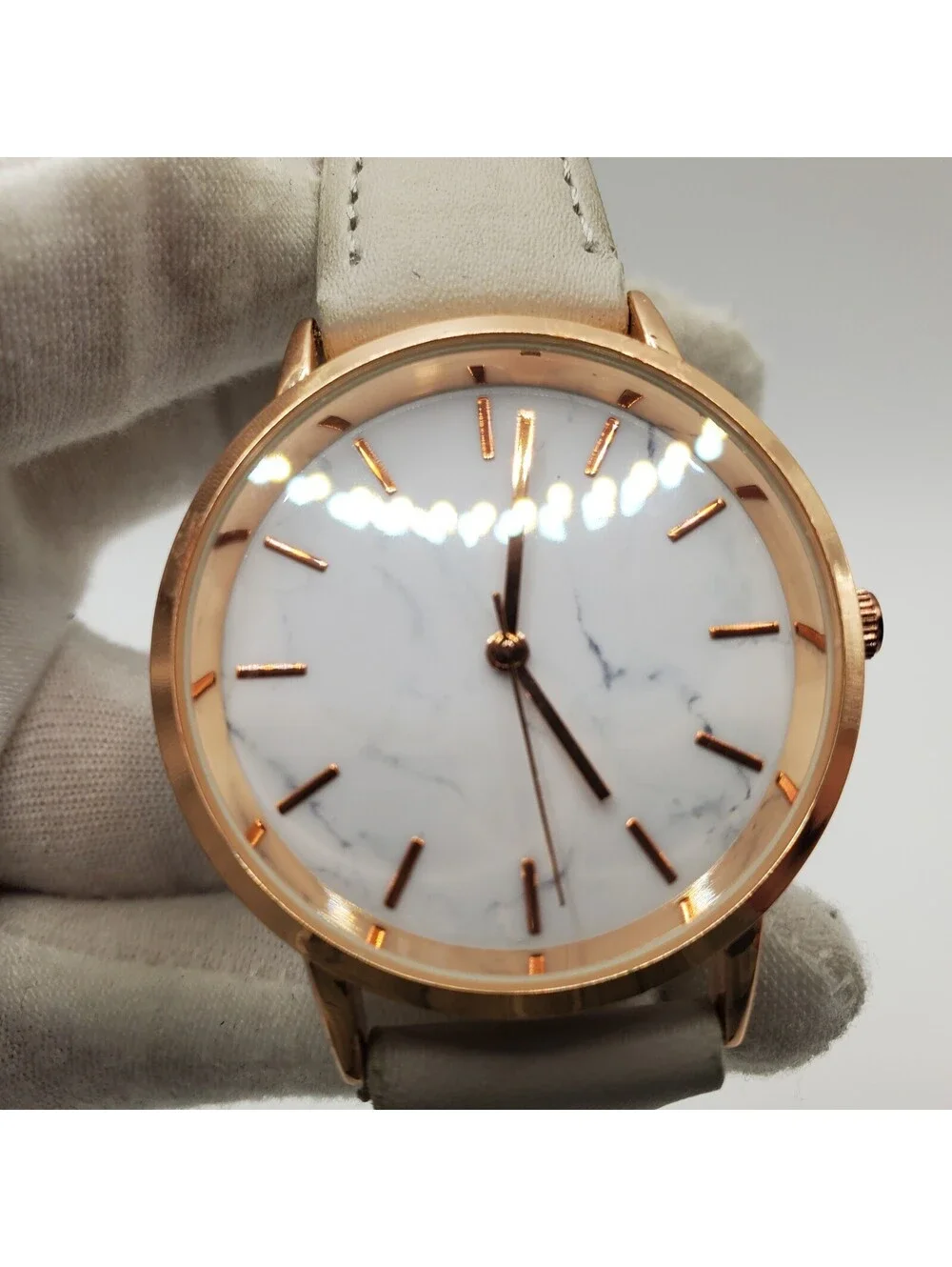 Quartz Watch 36mm Marble Dial Rose Gold Tone New Battery